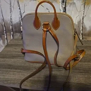 Taupe Leather Dooney Bourke Backpack with Brown Accents Vintage Dooney & Bourke Tan Leather Backpack It main image 4
